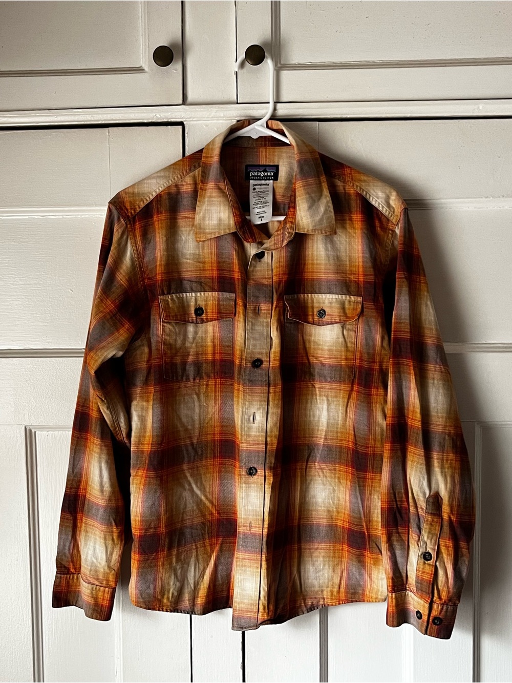 Patagonia - Organic Cotton - Plaid Shirt in Orange and Brown - Men's Size S